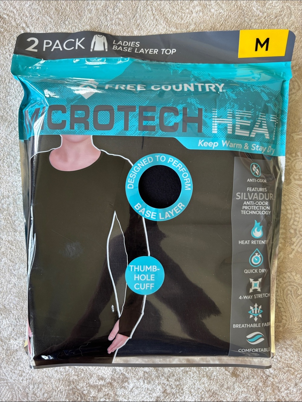 Free Country 2-Pack Black Microtech Heat Base Layer Top Long Sleeve Casual Shirt